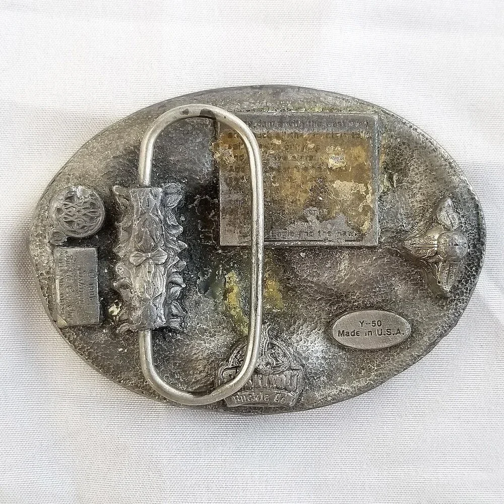 Belt Buckle Pewter 1988 Double Two American Bald Eagles USA‎ Made By Siskiyou